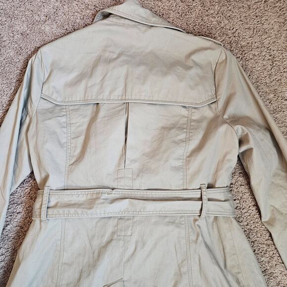 American Eagle Outfitters Trench Coat Womens Med Beige Double Breasted Belted - Picture 9 of 16